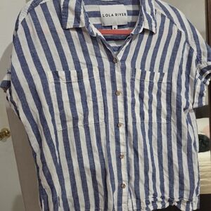Blue and White Striped Lola River Shirt